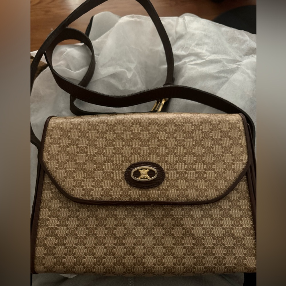 Celine Macadam Blason Triomphe Leather Shoulder B… - image 1